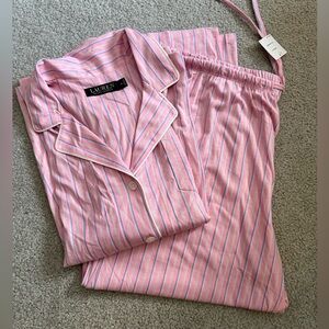 Ralph Lauren Pink and Light Blue Striped Pajama Set